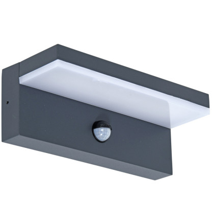 LED venkovní fasádní svítidlo ALDA s čidlem pohybu - 9W, 700lm,4000K, IP44 - antracitové